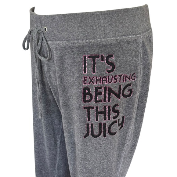 Vintage Y2k Juicy Couture Gray Velour Tracksuit Set Its Exhausting Being Juicy L - Picture 11 of 16